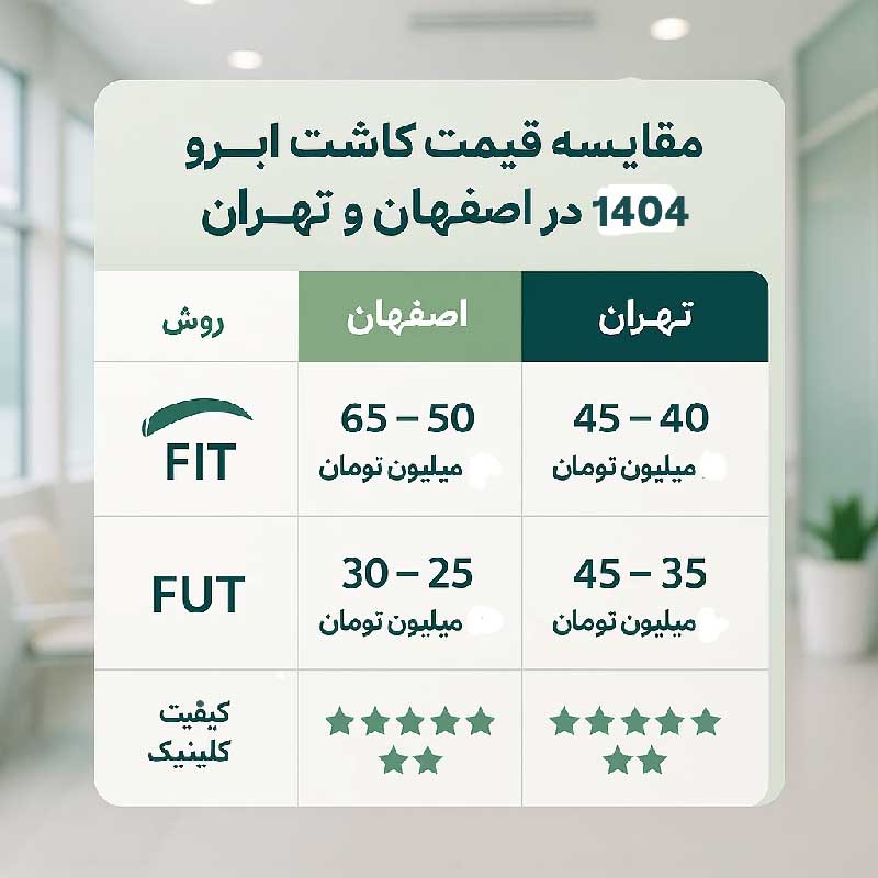 جدول  هزینه میکرو کاشت ابرو در اصفهان و تهران